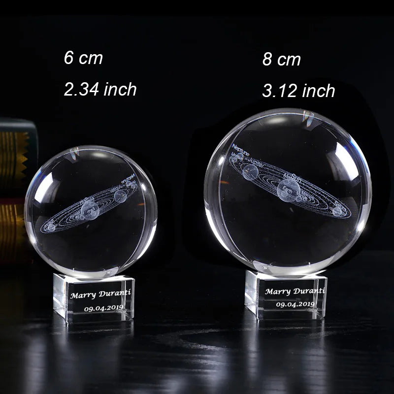 Customized Glass Base Crystal Ball Solar System 