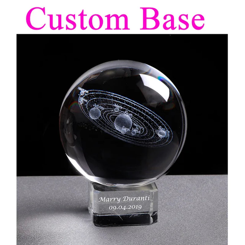 Customized Glass Base Crystal Ball Solar System 